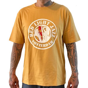 t-shirt mustard red light jazz