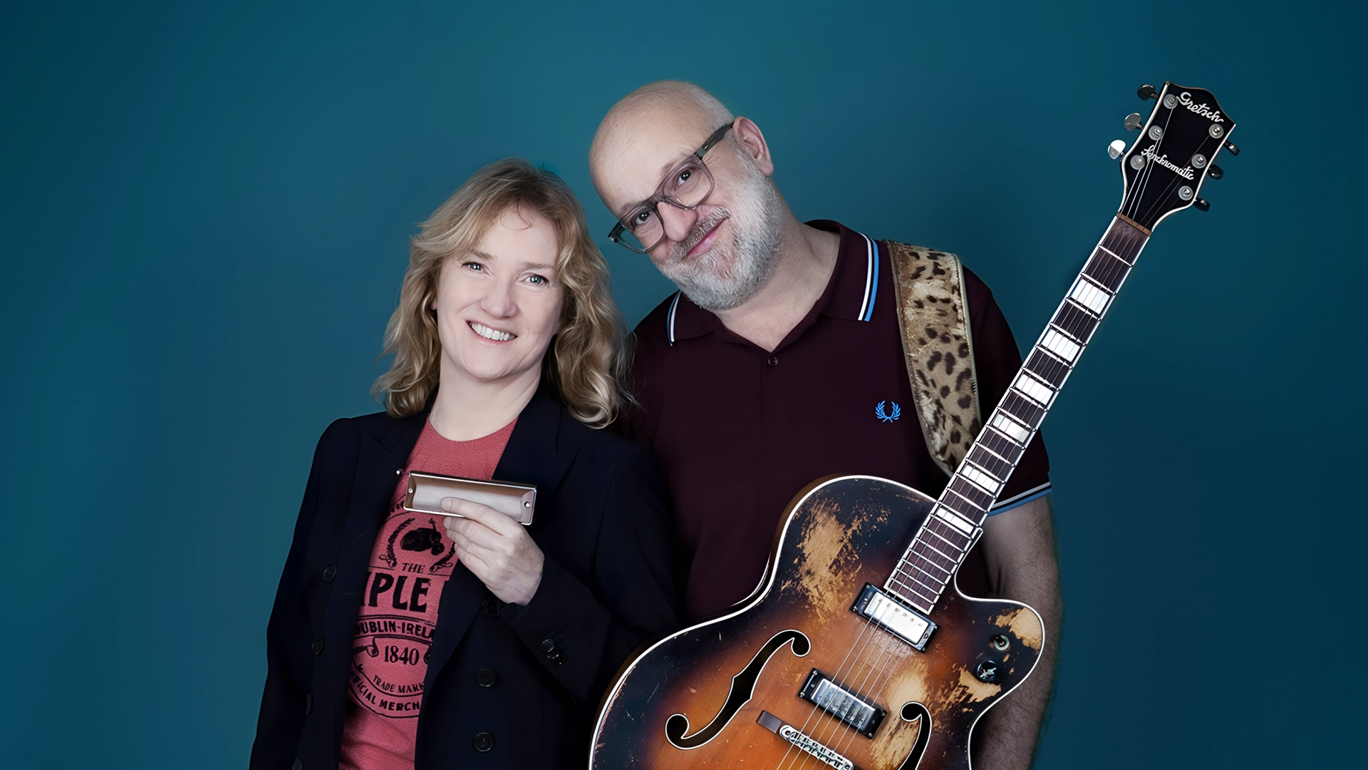 Hermine Deurloo en Anton Goudsmit tijdens een promotiefoto voor Red Light Jazz